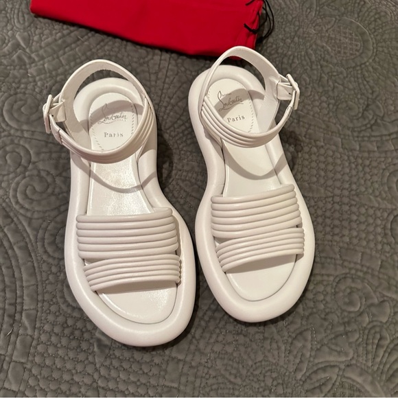 Manolasummer Christian Louboutin White Nappa Leather Flats sandals size 40 - Picture 6 of 11